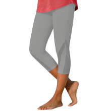 Women's Capri Leggings Grey Mesh Design Knee-Length