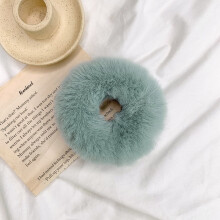 Scrunchies Faux Rabbit Fur Pom Pom 6 Pcs