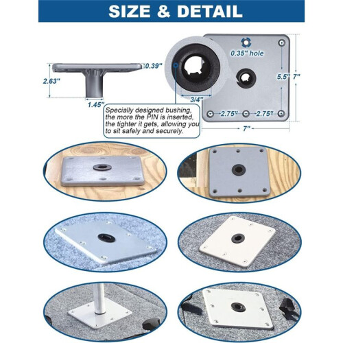 Base de Assento de  7x7 Polegadas, Pedestal e Base com Soquete de Pino de 3/4 Polegadas, Acessórios para , Montagem de Assento de Poste 2
