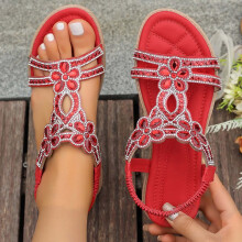 Women's Gladiator Slip-On Sandals with Rhinestones Size 41