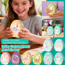 Easter tin box cartoon bunny metal storage can 1 piece