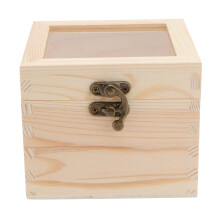Wooden Storage Box Hinged Lid 12x12x10cm