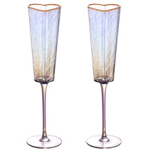 Champagne Flute Gold Rimmed Heart Shape 1 Pair
