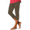 Women's Khaki Capri Leggings with Decorative Buttons, 1
