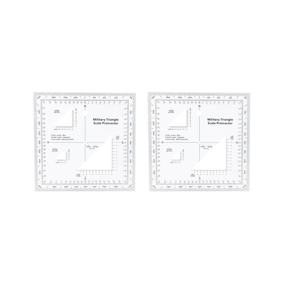 2X Coordinate Scale Practical Transparent Topographical Map Scale Navigation Military Protractor 6031657192408