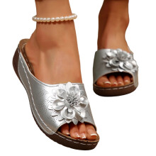 Willtoo Women's Wedge Sandals Boho Flower Flat Open Toe