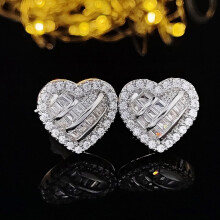 Stud Earrings 18K White Gold Plated Cubic Zirconia