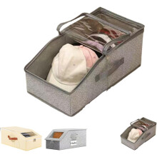 Stackable Baseball Cap Storage Box, Clear Lid, Dual Access, Dustproof & Breathable, Holds 12–24 Caps (1PCS), Compatible with Standard Closets