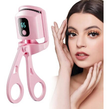 Heated Eyelash Curler, USB Rechargeable, Quick Heat-Up, 24H Curl, Anti-Scald Silicone, Portable – Pink