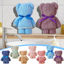 Coral Fleece Bear Towel Red 7x5x2in