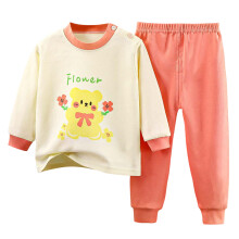 Ensemble pyjama bébé jaune clair, haut à manches longues et élastique
