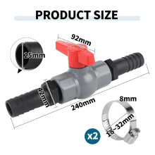 Ball Valve with Hose Connector PVC Shut-Off Valve 1 inch