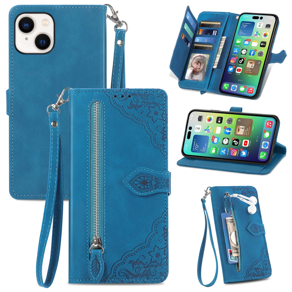 Iphone 14 (6.1") Pu Leather Magnetic Flip Wallet Case With 9043876515552