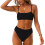 Women's solid color two-piece bikini 1 set 1