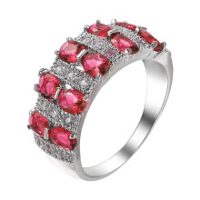Diamond Ring Geometric Double Row Full Zircon Size 6-10