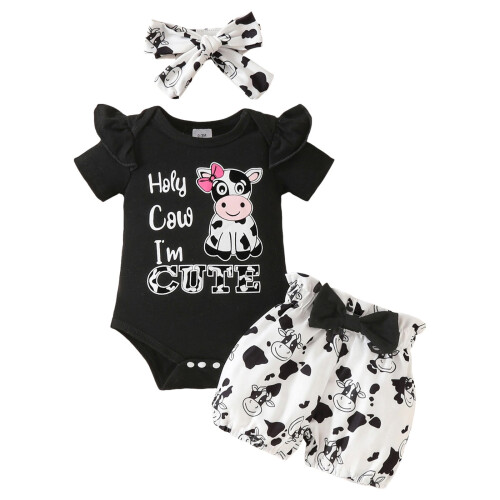 Sommerheldragt til babypige med bogstavprint og