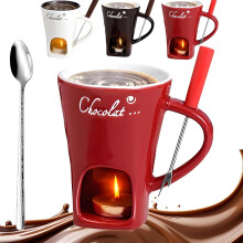 2026 Sweet Fondue Cup, Chocolate Fondue Mug with Forks, Fondue Cups Set for Date Night Birthday Wedding Gifts, Chocolate Melting Pot Mugs