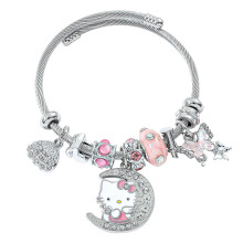 2.17" Hello Anime Kitty Charm Bracelet Jewelry - Family Cartoon Charm Bracelet Gifts for Women Girl - Ages 3+