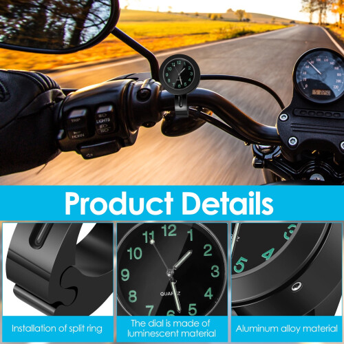 Motorcycle Handlebar Watch Waterproof Aluminum Luminous 2