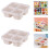 Boîte à goûter Bento réutilisable à 4 compartiments, lot de 2, beige 1