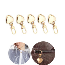 Detachable Zipper Repair Kit Heart Shape 5 Pcs Gold