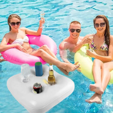 Inflatable Pool Drink Holder White 4-Cup 18.1x18.1x3.9 in