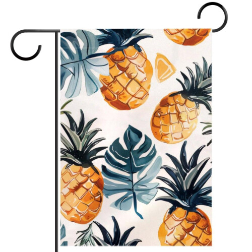 Pineapple and Palm Leaf Garden Flag Double-Sided