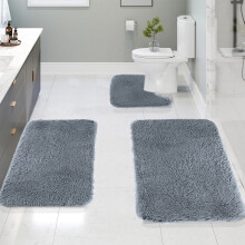 Juego de alfombrillas de baño antideslizantes de 3 piezas, duraderas, suaves y lavables a máquina.
