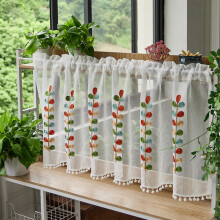 Vintage Floral Crochet Curtains Cotton Linen Blend 1 Pack