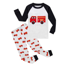 Cotton Pajama Set for Kids Cartoon Car Print Long Sleeve