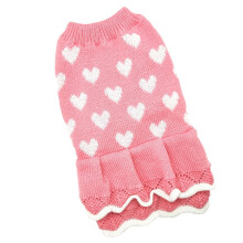 Vestido suéter para animais de estimação, ideal para cães e gatos de pequeno porte, com estampa de coração.