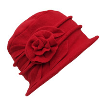 Dámsky vintage kvetinový vlnený klobúk cloche, zima 20. storočia