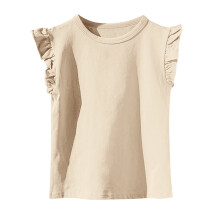 Girls Cotton Ruffle Short Sleeve Crewneck Tee