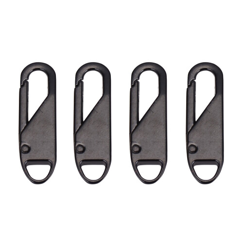 Zipper Puller Replacement Tabs Metal 4 Pcs Black