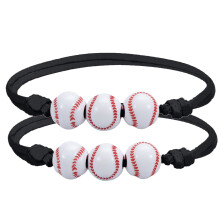 Yellow Softball Friendship Bracelets Adjustable Beaded 2 pcs