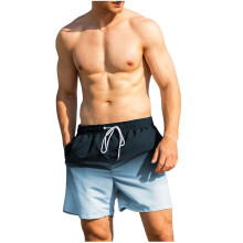 Men's Quick-Dry Hawaiian Beach Shorts Dark Blue M