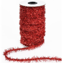 Red Thin Tinsel Garland Ribbon 60-Yard Glitter Metallic Wire