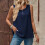 Women's Linen Tank Top Navy M 2