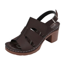 Women's Heeled Sandals Block Heel One Strap Round Toe EU 37