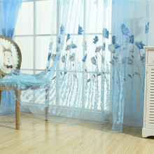 Voile Tulle Sheer Curtain Panel 2 pcs 39.4x78.8 in Blue