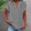 Women's Polyester V-Neck Button-Up Blouse Gray 4XL 1