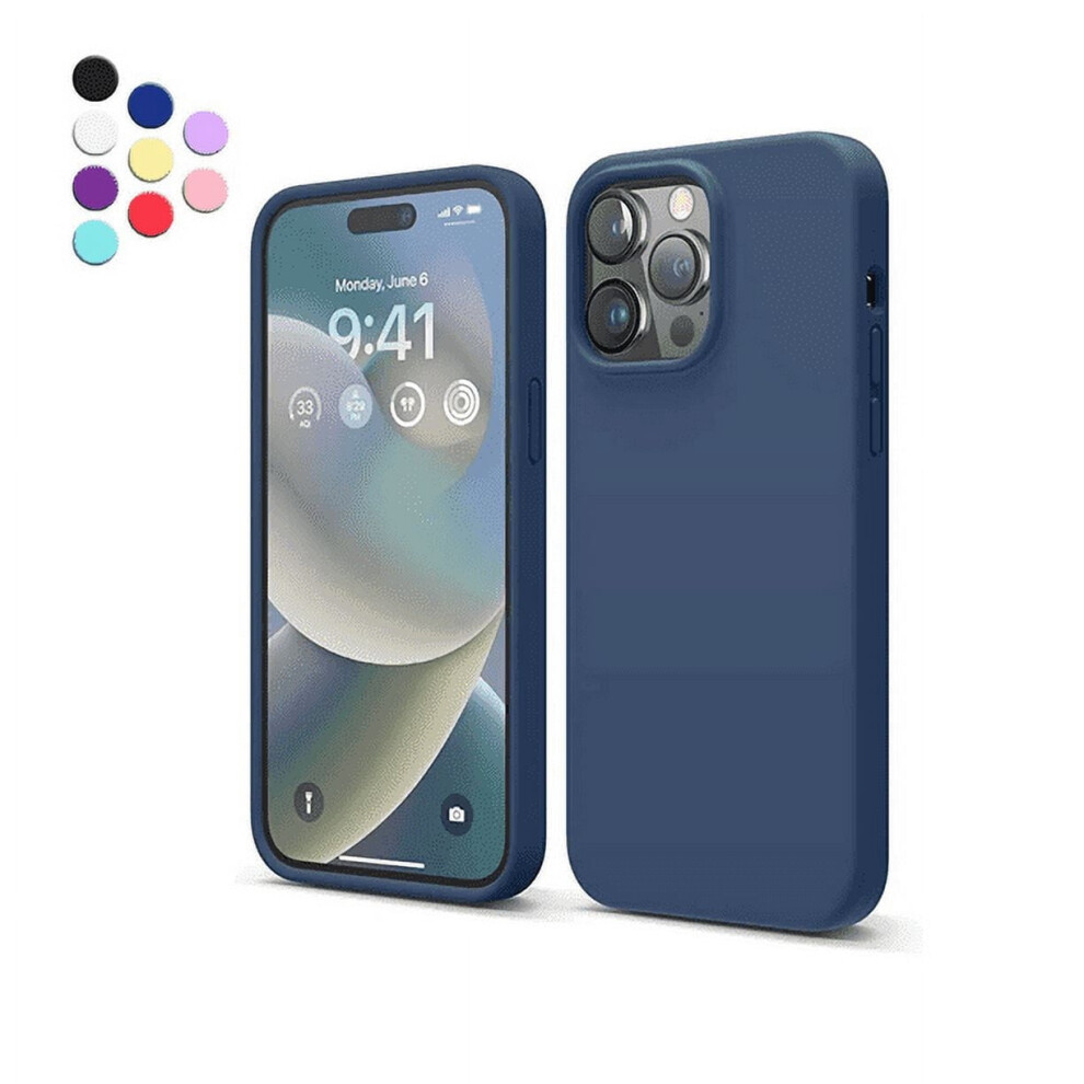 Iphone 14 Pro Max Liquid Silicone Case Navy Shockproof 962029118602
