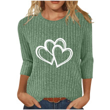 Women's Double-Heart Graphic Top - Green Nylon-Spandex