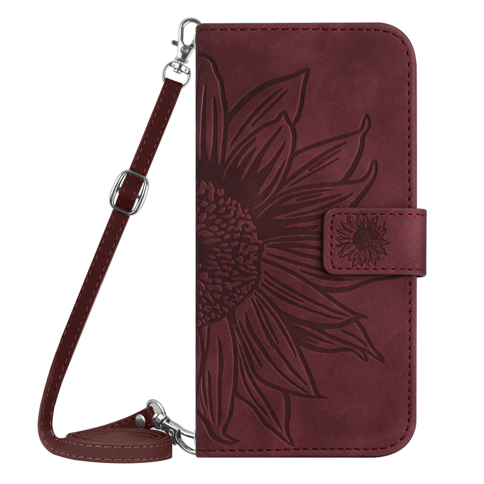 Iphone 11 Case Wine Pu Leather Crossbody Wallet With Red 9043876521560