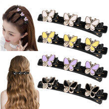Butterfly Braided Hair Clips Satin Duckbill 4pcs