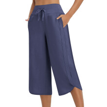 Women's High-Waisted Wide-Leg Yoga Pants Navy 2XL