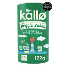 Kallo Salt & Vinegar Veggie Cakes, Lentil & Pea Puffed Crackers Made From Plants, Low Fat Healthy Snacks for Adults & Children, Vegan Friendly