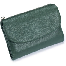 Unisex Real Leather RFID Wallet with Dual Zippers