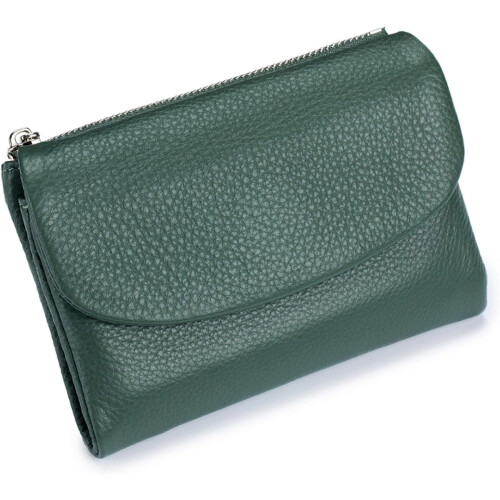 Unisex Real Leather RFID Wallet with Dual Zippers