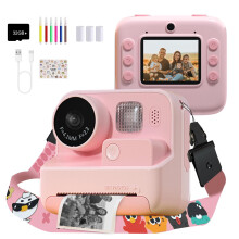 Kids Instant Print Camera 48MP HD Selfie Thermal Print 32GB